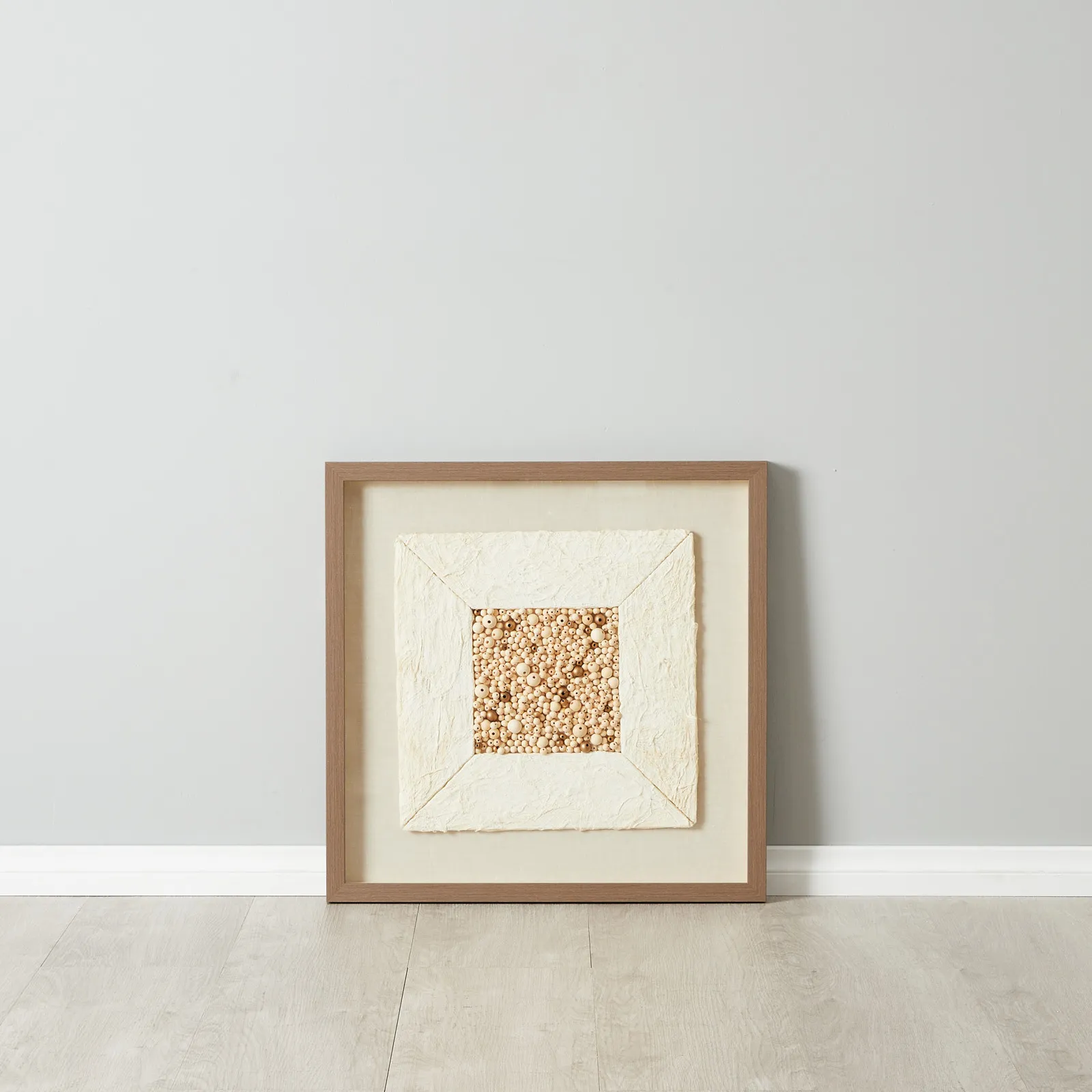 Closure Paper Pulp Shadow Box with Light Brown Frame