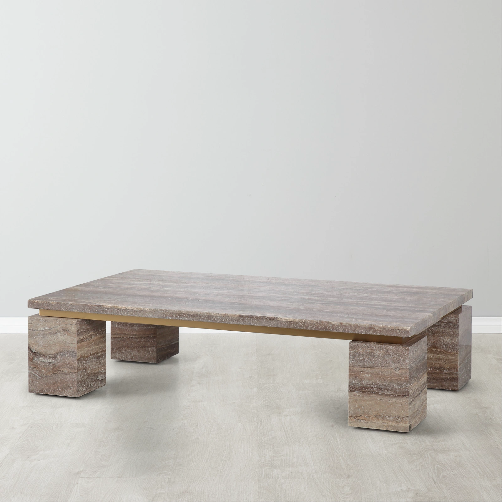 Monolith Natural Silver-Grey Travertine Coffee Table