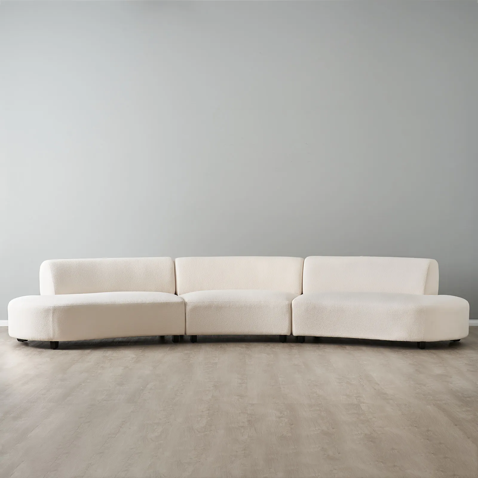 Celestine II Chantilly White Fabric Curved Corner Sofa